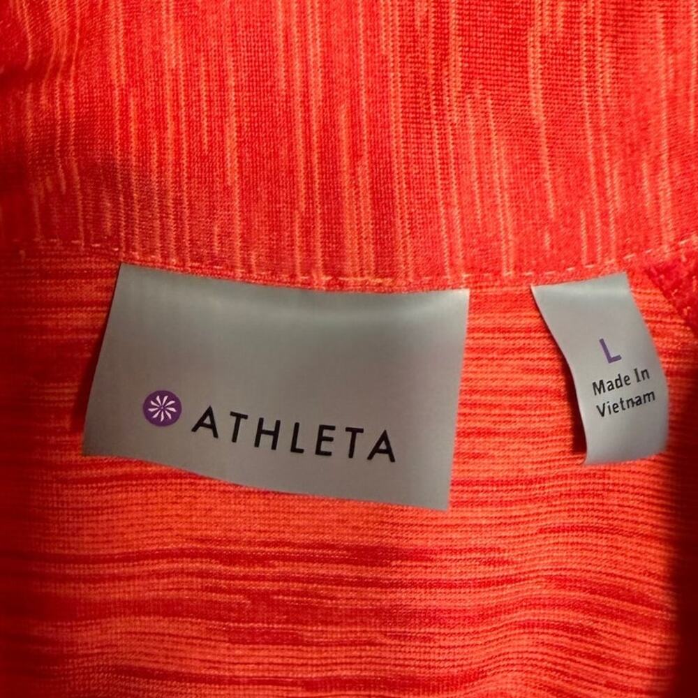 Athleta 1/2 Zip Pullover Women Coral Orange Space Dye Running Top Size Large - Picture 2 of 8